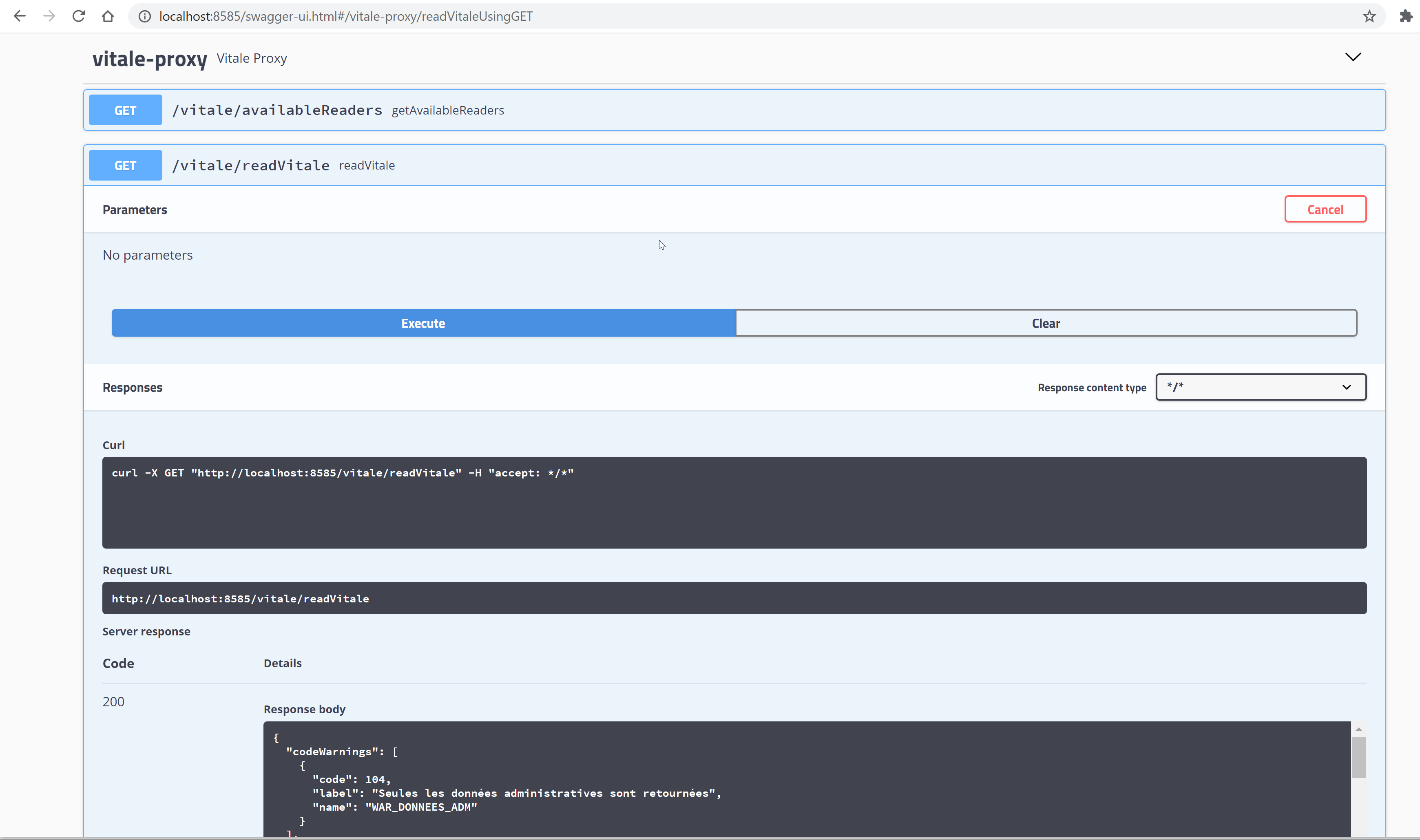 vitale-proxy swagger