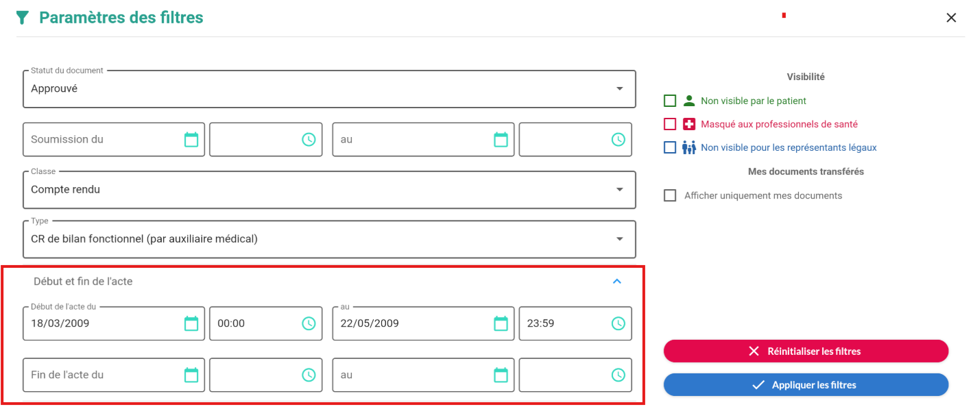 Critere recherche DMP