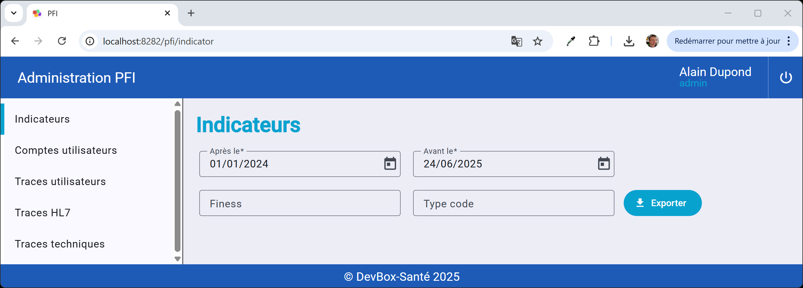 Indicateurs vue