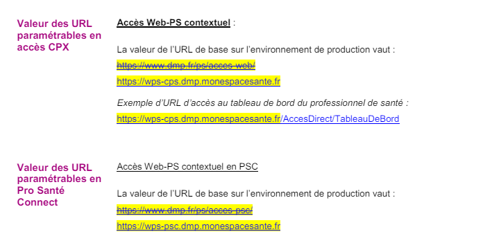 Nouvelles urls webDMP